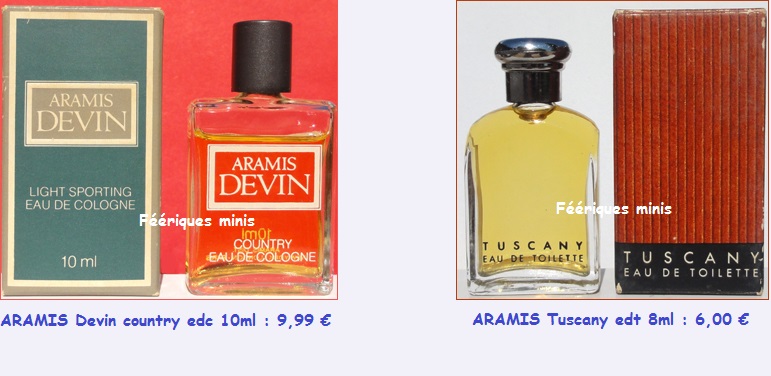 ARAMIS Devin country cologne et Tuscany edt 8ml